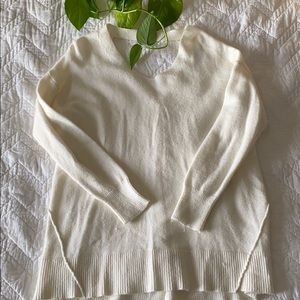 Thick warm white sweater shirt with exposed back